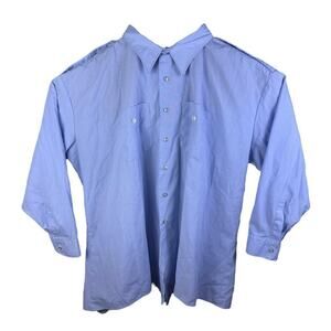 Flying Cross Blue Deluxe Tropical Long Sleeve Shirt Size 21/21.5 Sleeves 37